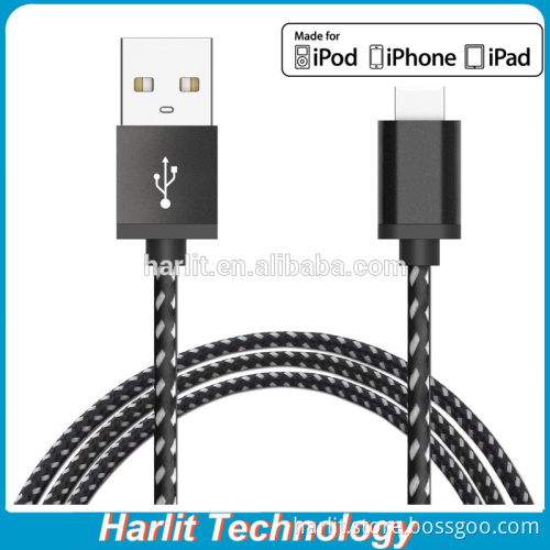 Harlit USB Data Sync Charger Cable For iPhone 7 Durable Nylon Fabric Braided Textile Core Aluminum Plated